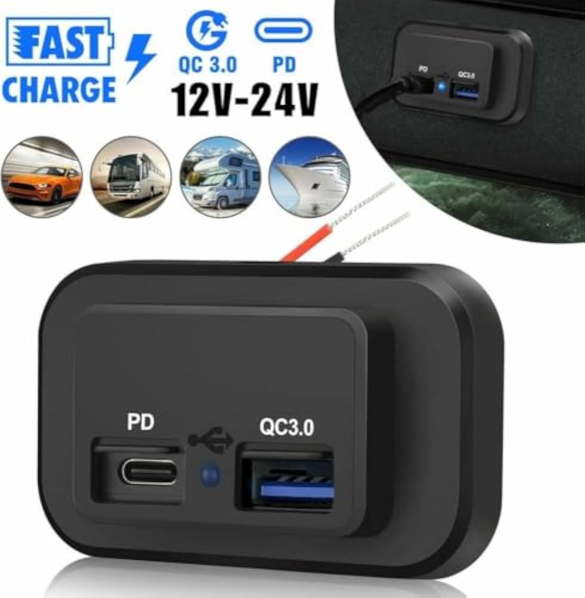 12V USB Outlet Socket for Car