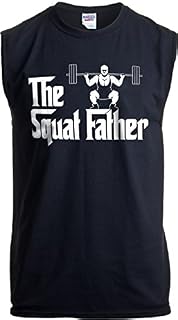 The Squat Father | Funny Workout Weight Lifting Sleeveless Muscle Shirt for Men-(Adult,XL)