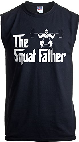 The Squat Father | Funny Workout Weight Lifting Sleeveless Muscle Shirt for Men-(Adult,XL)