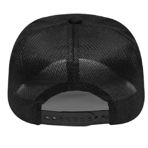 Boné Trucker Aba Curva, Tela Redinha, Snapback, Ajustável, Preto Unissex