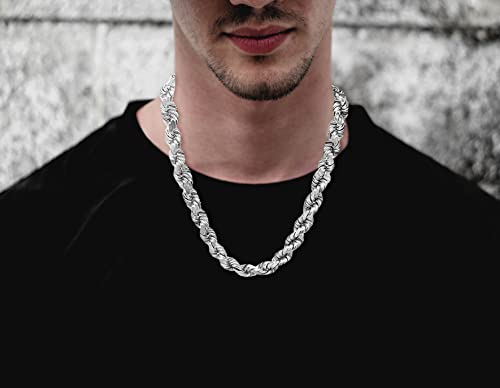 Savlano 925 Sterling Silver 8MM Hollow Italian Rope Diamond Cut Twist Link Chain Necklace for Men & Women Comes with Gift Box- Made in Italy4