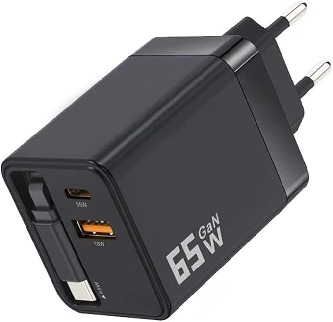 BKELHS 65W Retractable USB C Charger for Travel & Home Convenience