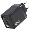 USB C Charger 65W PD Power Supply Retractable Wall Charger with USB C Cables Charger Adapter GaN PPS 45W Fast Charger for iPad iPhone 17 Samsung Galaxy Pixel Type C Dual Port Portable Travel