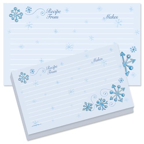 Current Blue Snow Recipe Cards - 3x5 Inches, Single Sided