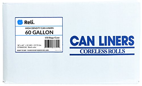 Reli. Easy Grab 55-60 Gallon Trash Bags | 150 Count | Made in USA | Heavy Duty | Bulk | SuperValue | Black Multi-Use… - Image 5