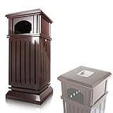 IRONWALLS Commercial Trash Can, Brown Indoor Outdoor Garbage Can with Lockable Lid, Removable Inner...