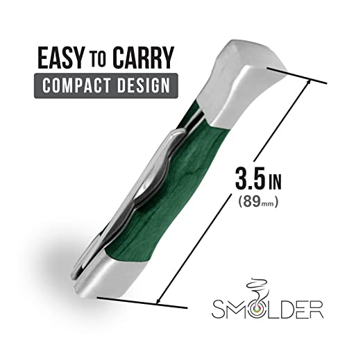 3-n-1 Tobacco Pipe Tool - Rosewood and Stainless Steel. 3 in 1 Tool Features a Pipe Chamber Reamer, Bowl Spike and Reinforced Tamper (Green) - Thumbnail 4