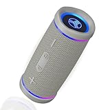 TREBLAB HD77 Gray - Bluetooth Portable Speaker-360° HD Surround Sound-Wireless Dual Pairing-30W-DualBass Technology-Up to 20H of Run (Renewed)