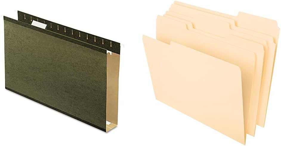 Pendaflex Extra Capacity Legal Hanging Folders (4153x2) and Letter Manila File Folders with 1/3-Cut Tabs (65213)