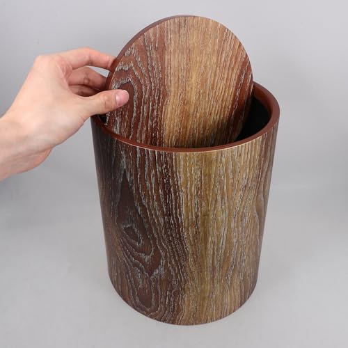 Caneca de basura cilíndrica ligera color marrón claro miniatura 6