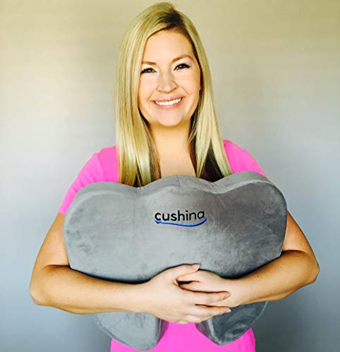 Cushina Coccyx Cushion - Premium Memory Foam Orthopedic Seat Cushion Support for the Relief of Sciatica and Lower Back Pain. Hip and Tailbone Support on Home, Office Chairs and Car Seats