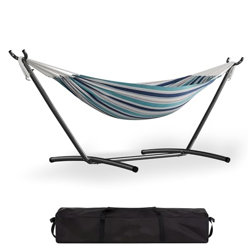 Best Portable Hammock Stand for Ultimate Outdoor Relaxation and Durability 4 Garvee Double Hammock with Foldable Steel Stand and Carry Bag, Standing Hammock, Indoor Outdoor, 450 LBS Weight Capacity, Suitable for Garden Camping Beach, Ocean