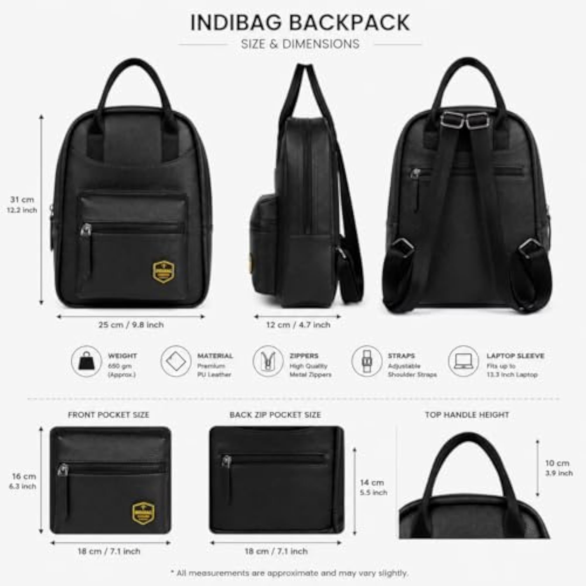 Leather Backpack for Women and Teens, Compact Design