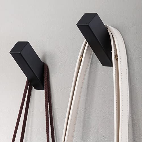 Fgkq Black Towel Hooks For Bathrooms, Stainless Steel Robe Coat Hooks Wall Mounted, Square Wall Hooks For Livingroom And Kitchen (2 Pack) #TOP2