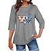 Womens Casual Round Neck Shirts 3/4 Sleeve America 250 Tops 250th Anniversary USA Patriotic Flag Printed Blouse