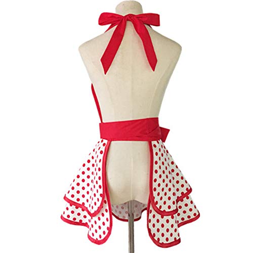 Hyzrz Lovely Handmade Cotton Retro Aprons For Women Girls Cake Kitchen Cook Apron For Mother's Gift (Red Dot) #TOP2
