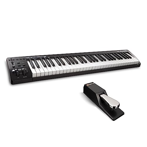 M-Audio Keystation 61MK3 + SP-2 - MIDI Keyboard Controller mit 61 Tasten, zuweisbaren Reglern, Pitch/ Modulation Rädern + Universal Sustain Pedal mit Piano Style Action