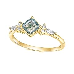 E-14K Gold Moss Agate Ring