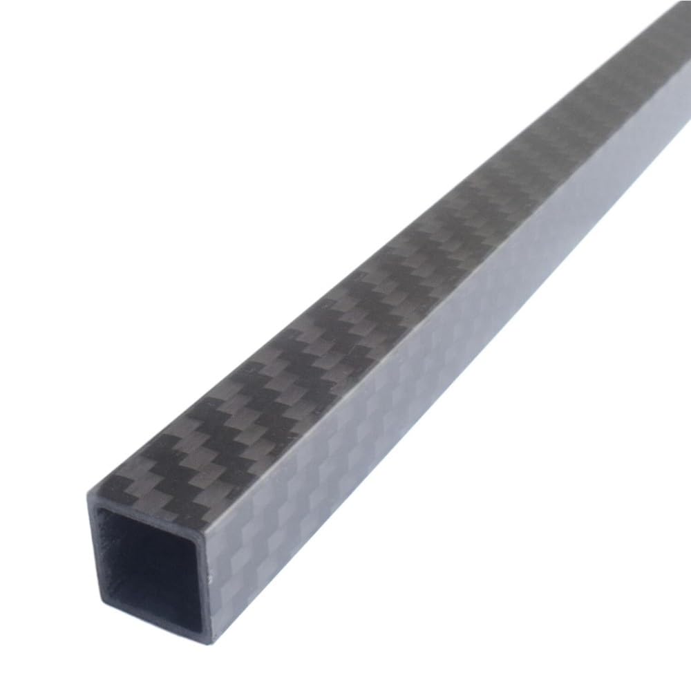 Tubo quadrato in fibra di carbonio, 1 pezz0, finitura opaca, 420 mm, asta cava in twill avvolta in rotolo 3K, spessore parete 1 mm(25x25x600mm)