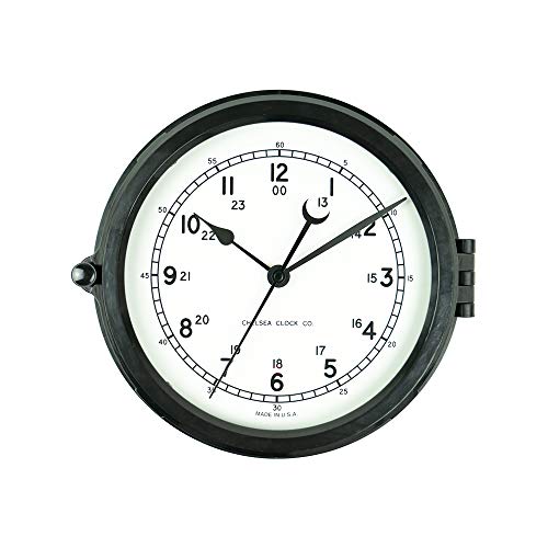 8.5 inch Black Patriot Wall Deck Clock, Quality Quartz Battery Operated, Easy to Read White Dial, Home, Office, Kitchen, Indoor/Outdoor