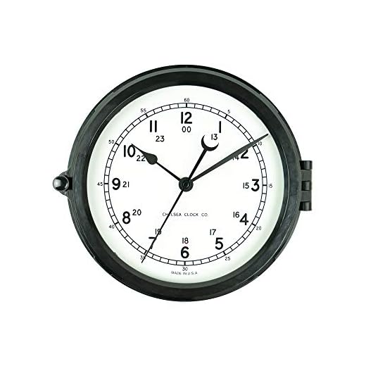 8.5 inch Black Patriot Wall Deck Clock, Quality Quartz Battery Operated, Easy to Read White Dial, Home, Office, Kitchen, Indoor/Outdoor