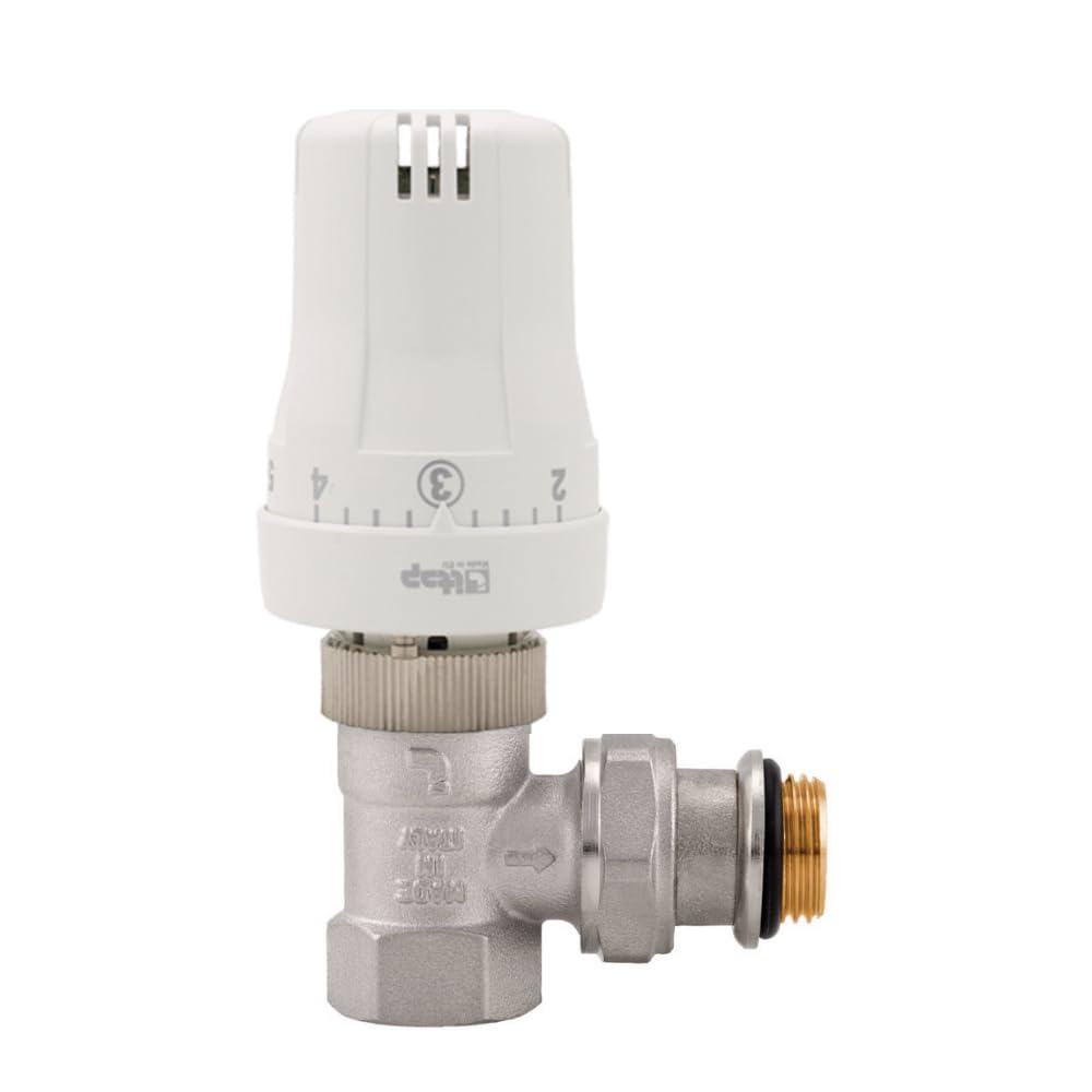 Schläfer 37021001 - Thermostat-Komplett-Set Eckform, Thermostatkopf mit eingebautem Flüssigkeitsfühler, Frostschutz, Heizkörper, Heizungsregler - 1/2 Zoll -Thermostatventil Eckform