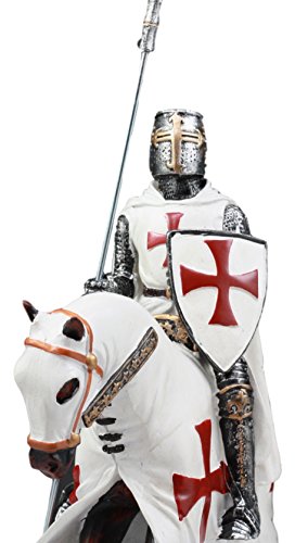 Ebros Crusader English Knight On Cavalry Horse Statue 8" Tall Phalanx Spear Horse Combat Warrior Sculpture #TOP4