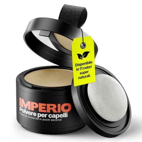 Polvere per capelli IMPERIO - Correttore per infoltimento capelli per donna e uomo, mascara per capelli waterproof per nascondere la ricrescita - 4g (biondo medio)