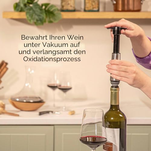 Foto von Vacu Vin Weinpumpe - Edelstahl Geschenkbox - Vakuumpumpe mit Weinverschluss - Schützt die Qualität Ihrer Geöffneten Flaschen, Silber