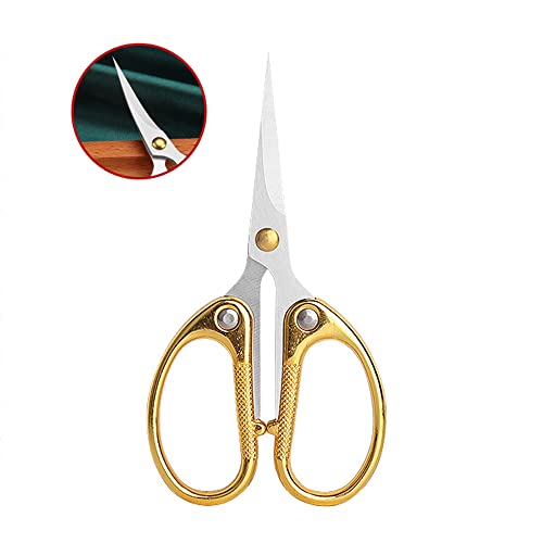 Aemoe 4.5" Cute Embroidery Scissors With Curved Tip For Sewing, Small Stainless Steel Sharp Scissors Craft Shear For Diy Craft Art Work Sewing Handicrafts Needlework Tool And Daily Use Gold #TOP1