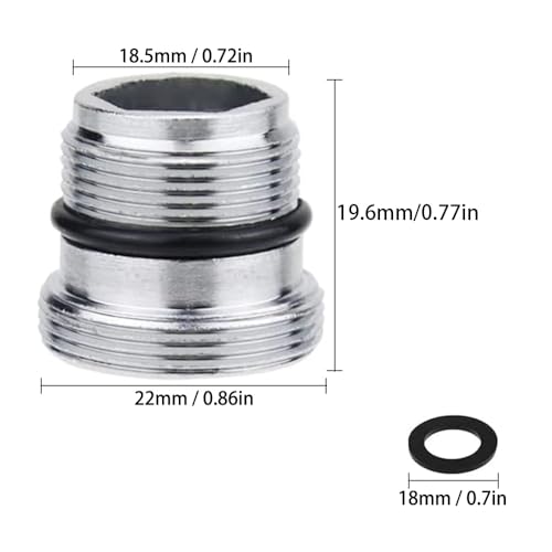2 StückWasserhahn Adapter M18.5 zu M22Außengewinde - Metall Wasserhahn Steckverbinder für den Anschluss von Belüftern am Wasserhahn - Messing Gewindeadapter für Außengewinde Wasserfilter und mehr