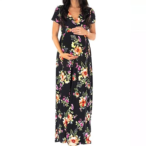 Robe De Maternité Florale Sans Manches Femme - Robe Grossesse Imprimée Coutures Contrastées, Coton Confortable, Blanc Taille M