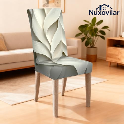 Image of Nuxovilar 4PCS White Wavy Texture Stretch Chair Covers 23.6x70in