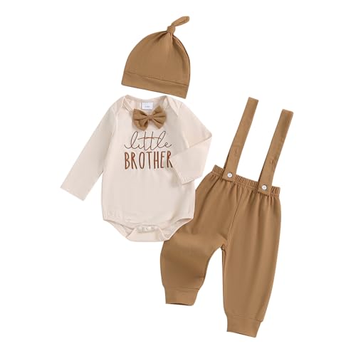 Image of wybzd Newborn Baby Boy Outfits Long Sleeve Bow Romper Overalls Pants Set Going Home from Hospital Outfit Fall Winter Clothes