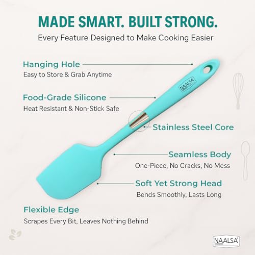 Image of NAALSA GLENZ Silcione Spatula for Cooking and Baking, Full Body Silicone with Steel core, Non Stick 28cm Length 11inch (1pc Spatula)
