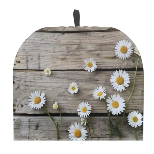 Image of Tea Pot Cosy Creative Tea Pot Cozies Large Teapot Cover Insulating Keep Tea Warm Teapot Warmer Ideal Gift for Mom Wife Friends, 12.9 X 10.4 Inches, Daisy Rustic Wood Grain
