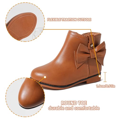 Girls Boots Fashion Ankle Boots for Girls with Zipper Short Suede Booties with Bow for Toddler/Little Kids2