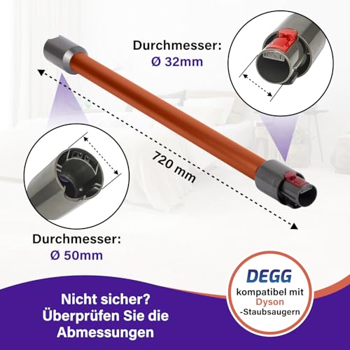 DEGG Staubsaugerrohr - Kompatibel mit Dyson V7, V8, V10, V11 und V15 Teleskoprohr 32MM, Verlängerungsrohr, Saugrohr Ersatzteile Staubsauger Zubehör - Farbe: Orange