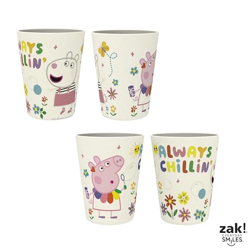 Image of Zak Designs Peppa Pig Kids Dinnerware Set 3 Pieces, Durable and Sustainable Melamine Bamboo Plate, Bowl, and Tumbler are Perfect For Dinner Time With Family (Peppa, Suzy, Zuzu)
