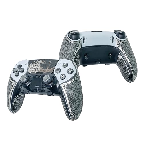Controller Grips for PS5 DualSense Edge,Skin kit,Anti-Skid, Multi-Texture,Sweat Absorption,Pre-Cut Grips Tape,by SHADOW BOOLT (Metallic Grey &amp; Silver, for DualSense Edge (Upgraded Version 2.0))