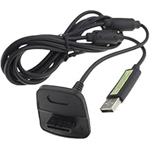 TOOGOOR USB Charger Charging Cable for Xbox 360 Wireless Controller Black