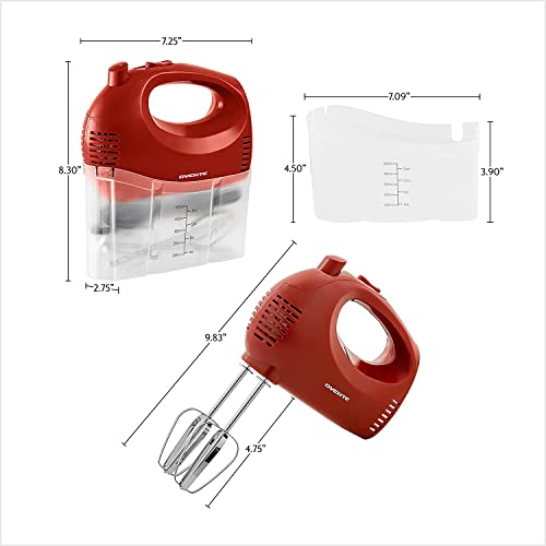 Ovente HM151R Portable 5 Speed Mixing Electric Hand Mixer With Stainless Steel Whisk Beater Attachments & Snap Storage Case, Compact Lightweight 150 Watt Powerful Blender thumb #10