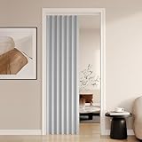Hapgobli 100% Blackout Pleated Door Curtain with Magnetic Closure, Accordion Style Folding Door Curtains for Doorways,Invisible Applicable Bedroom,Closet,Room Divider,1 Panel with Tieback,Hooks