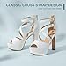 IDIFU Women's IN5 Charcy Crisscross Strappy Platform High Chunky Heels Peep Toe Pump Party Heeled Sandals(8 M US, White Pu)