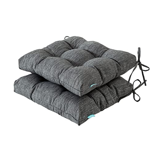 Image of QILLOWAY Indoor /Outdoor Square Seat Patio Cushion -Pack of 2,19-Inches (Charcoal Grey /Black)