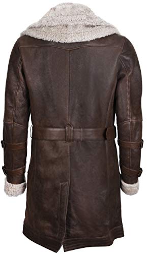 Infinity Leather Men's Long Brown Sheepskin Double Collar Coat4