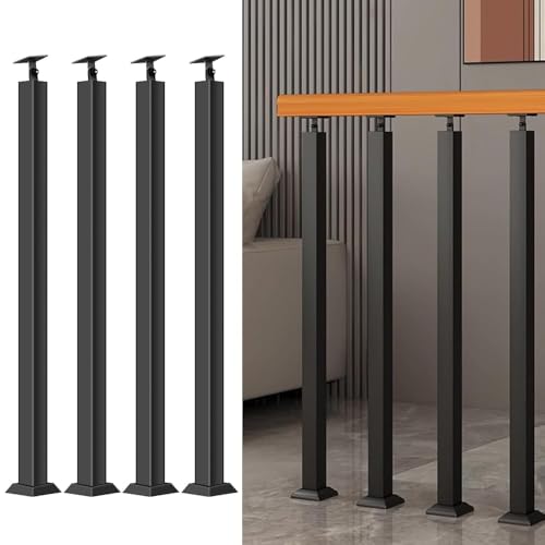 Postes de hierro negro para terraza y escaleras con base plana