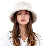 Syrads Sombreros de Pescador Invierno de Pelo sintético Fluffy Bucket Hat para Mujer Hombre Viajes Informales,Caqui Claro