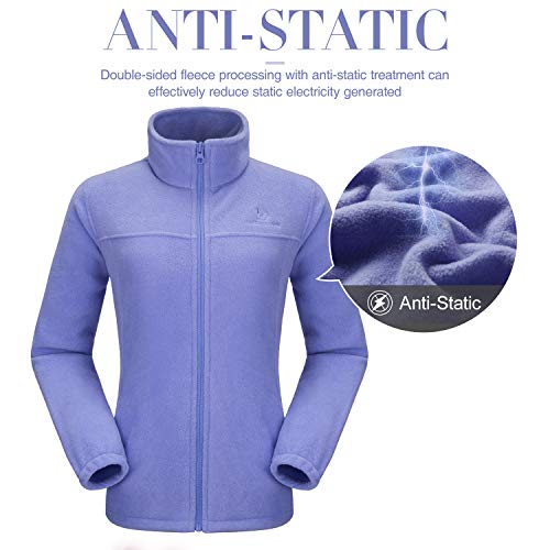 CAMEL CROWN Women Full Zip Fleece Jackets with Pockets Soft Polar Fleece Coat Jacket Sweater for Spring Outdoor Blue S - Thumbnail 3