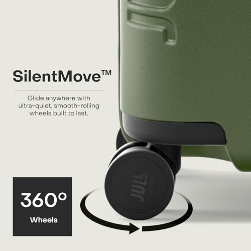 Carry On Pro - 20" Hardshell with Front Pocket, Airline Approved Carry On Luggage with Wheels, TSA Lock Rolling Suitcase, Silent Spinner Wheels, USB Ports & Ejectable Battery - Moss3